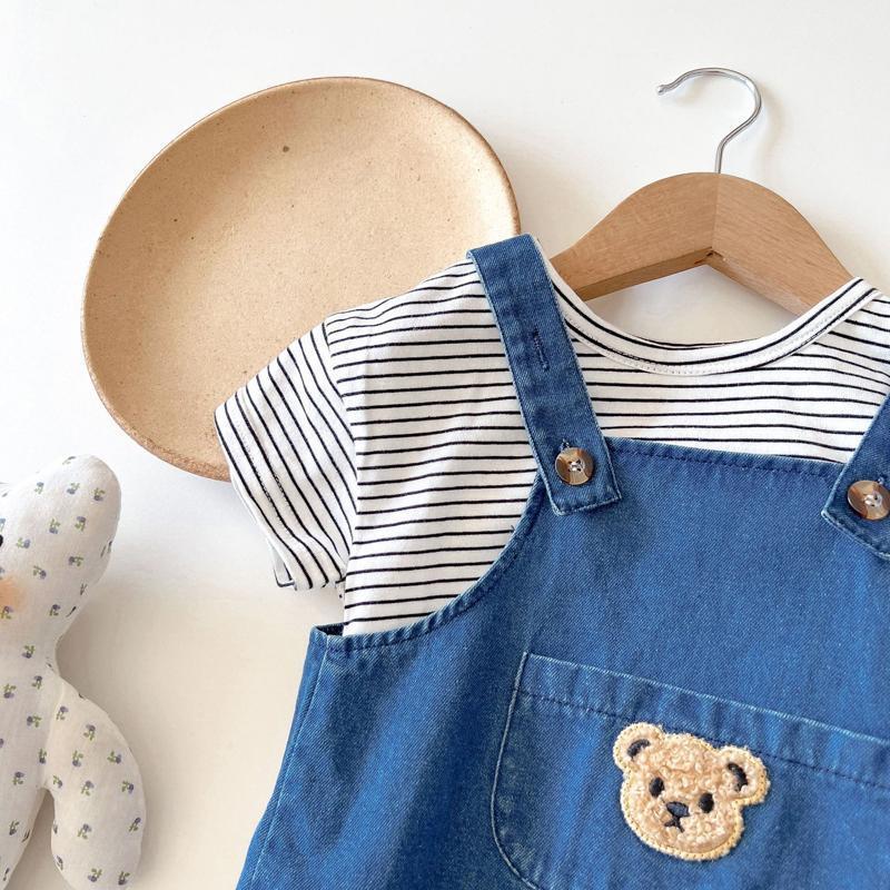 Conjunto com Suspensório Jeans